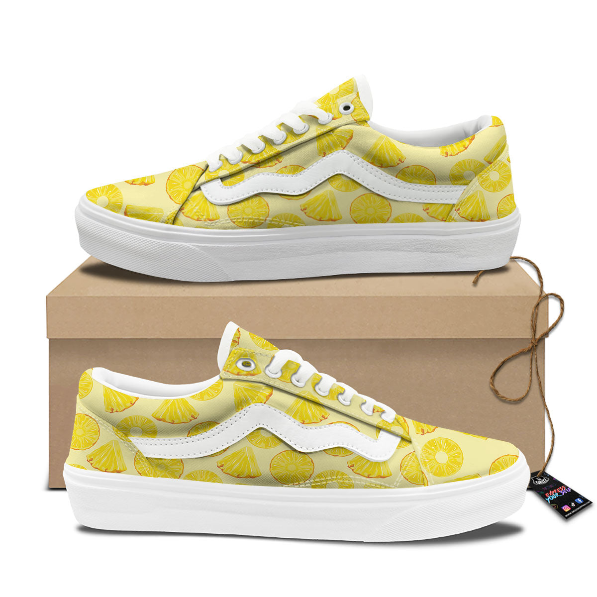 Slices Pineapple Print Pattern Skate Shoes-grizzshop