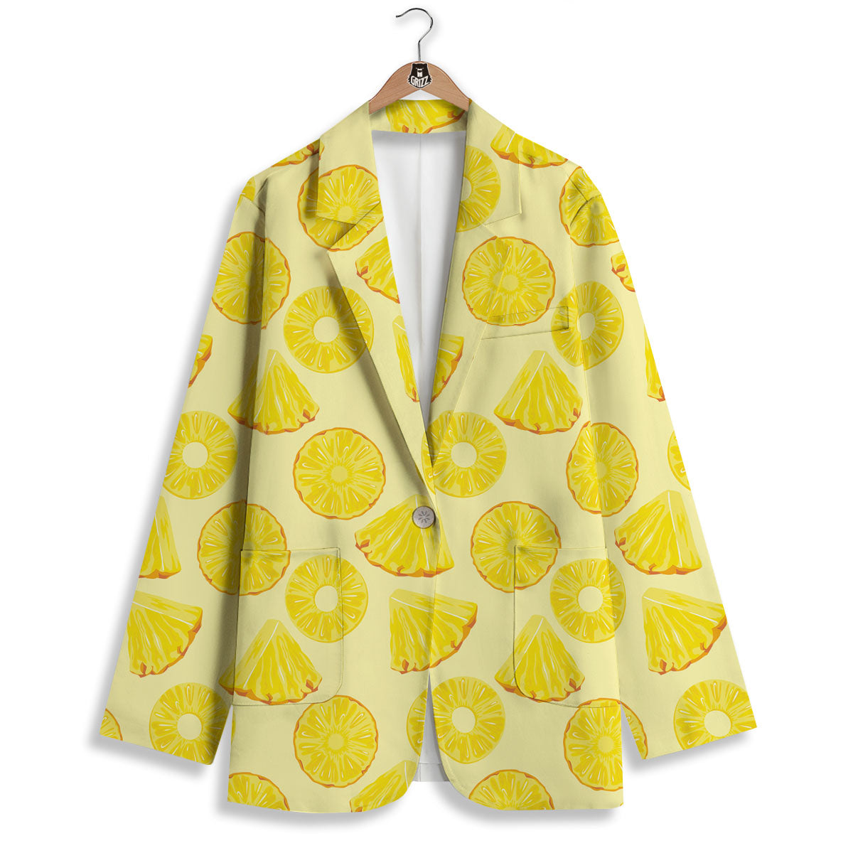 Slices Pineapple Print Pattern Women's Blazer-grizzshop