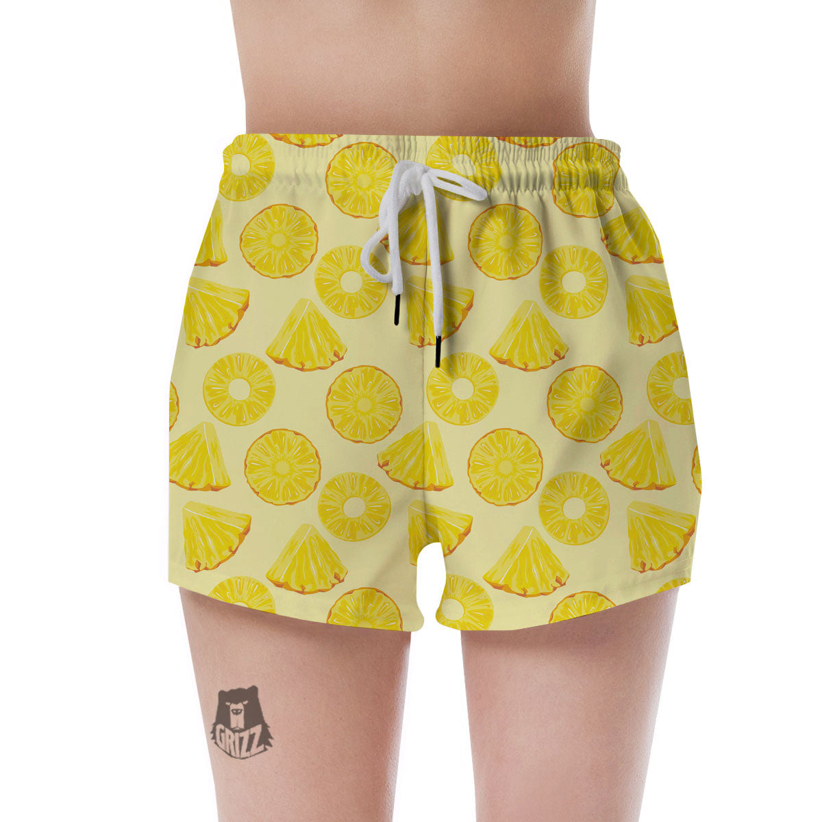 Slices Pineapple Print Pattern Women's Shorts-grizzshop