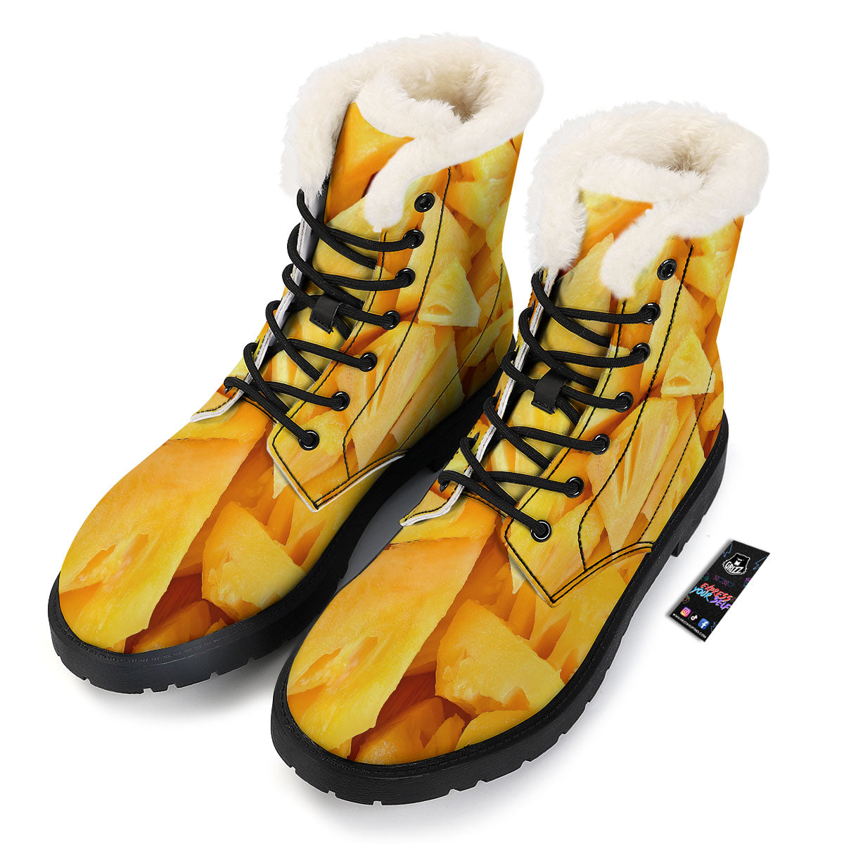 Slices Pineapple Print Winter Boots-grizzshop