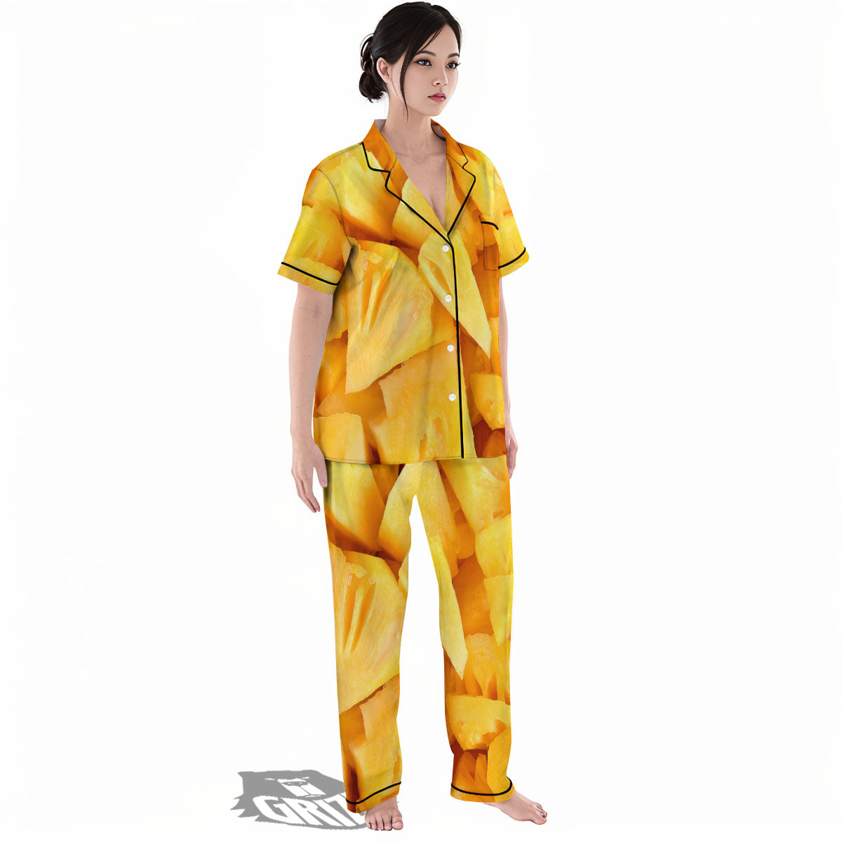 Slices Pineapple Print Women's Pajamas Set-grizzshop