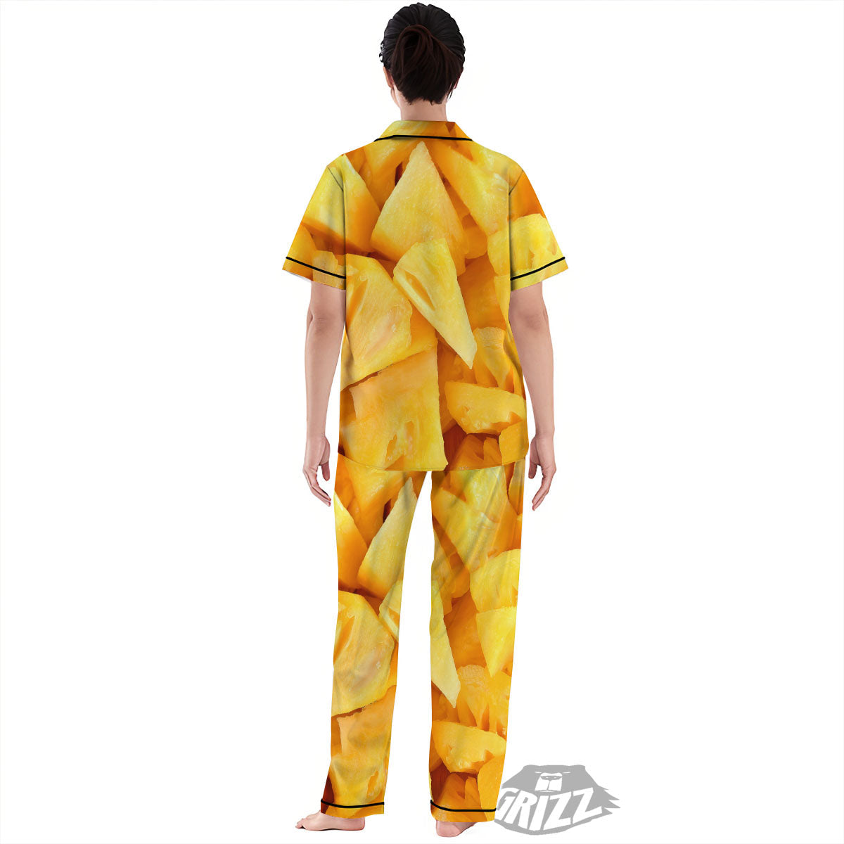 Slices Pineapple Print Women's Pajamas Set-grizzshop
