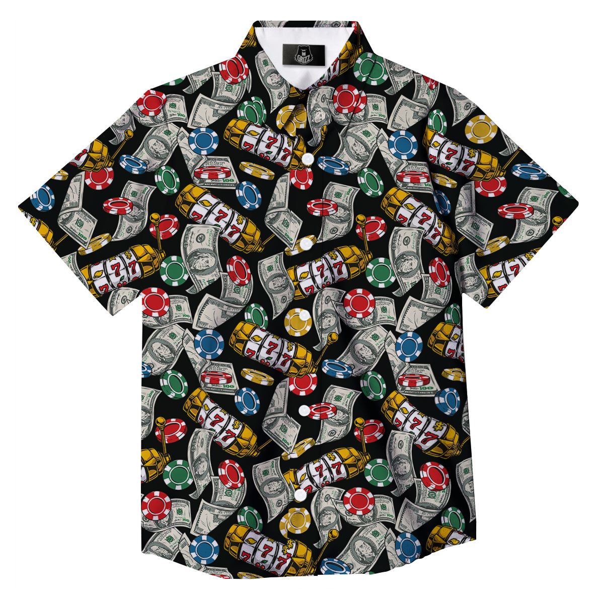 Slot Machines Casino Print Pattern Button Up Shirt-grizzshop