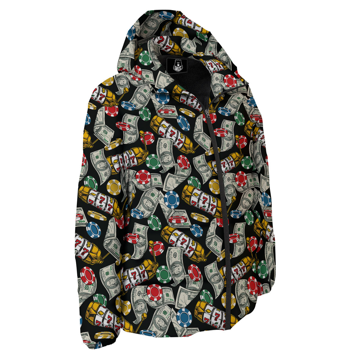 Slot Machines Casino Print Pattern Down Jacket-grizzshop