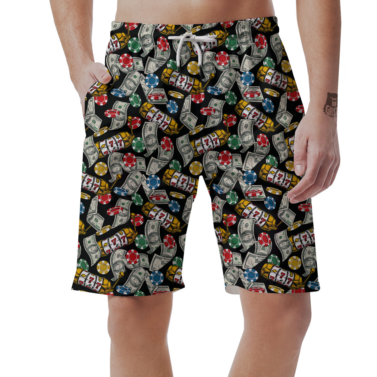 Slot Machines Casino Print Pattern Men's Shorts-grizzshop