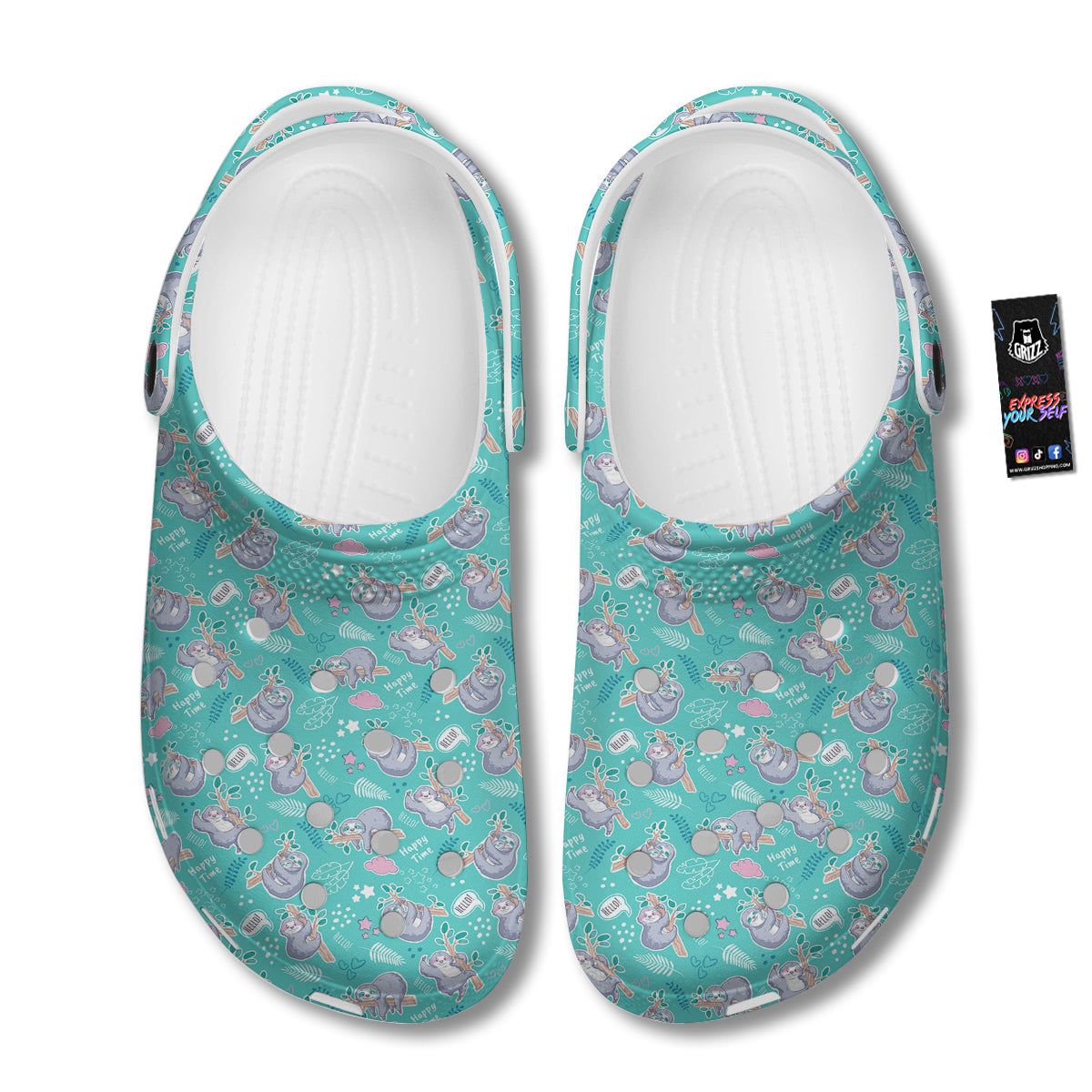 Sloth Cute Print Pattern Clog-grizzshop