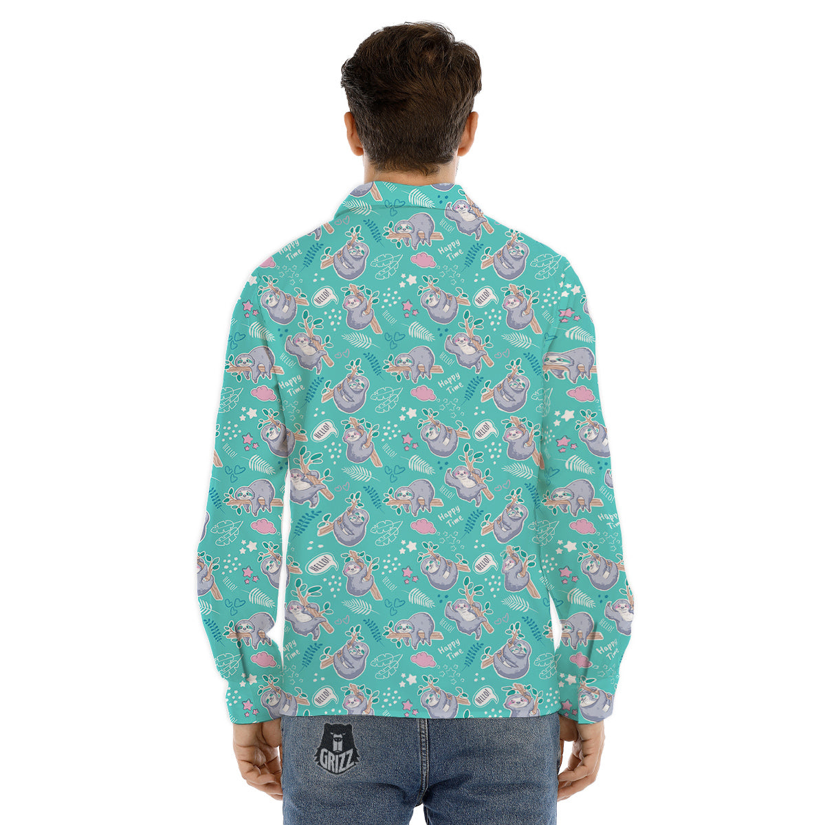 Sloth Cute Print Pattern Men's Dress Shirts-grizzshop