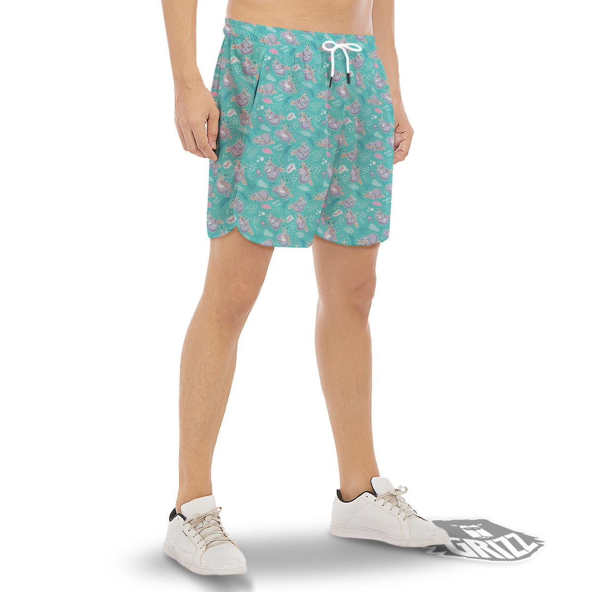 Sloth Cute Print Pattern Men's Gym Shorts-grizzshop