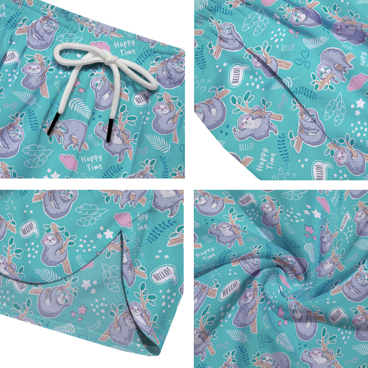Sloth Cute Print Pattern Men's Running Shorts-grizzshop