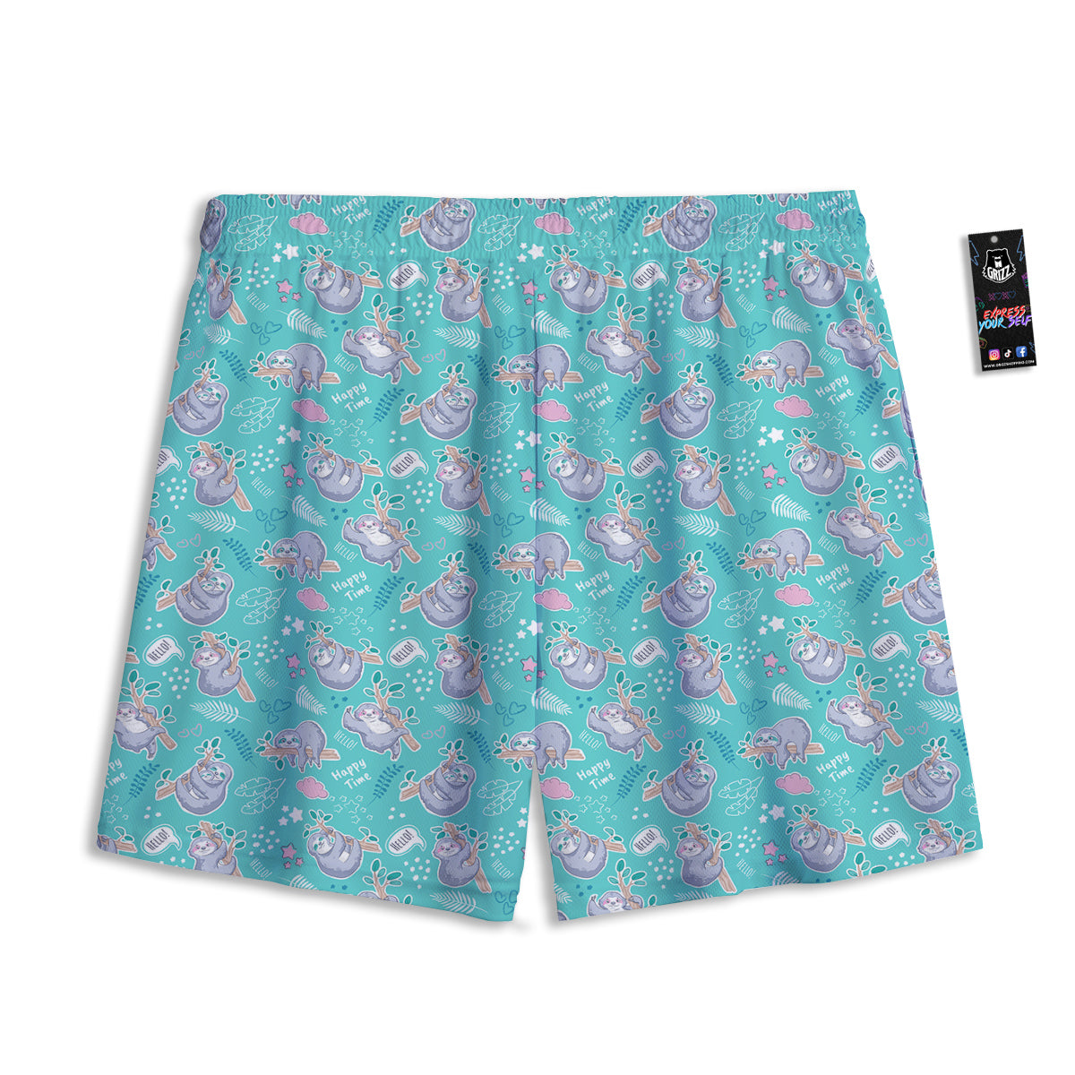 Sloth Cute Print Pattern Mesh Shorts-grizzshop