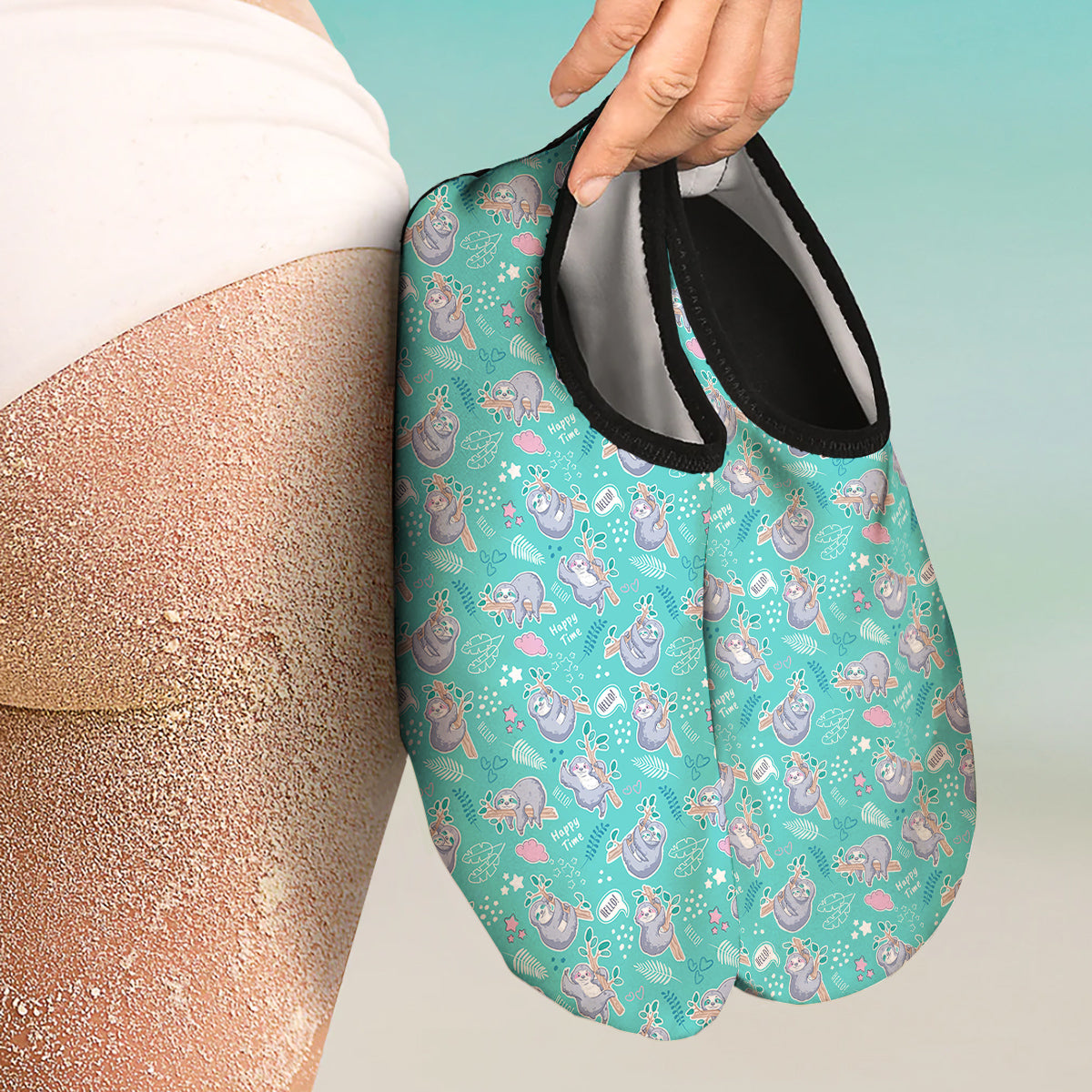 Sloth Cute Print Pattern Water Shoes-grizzshop