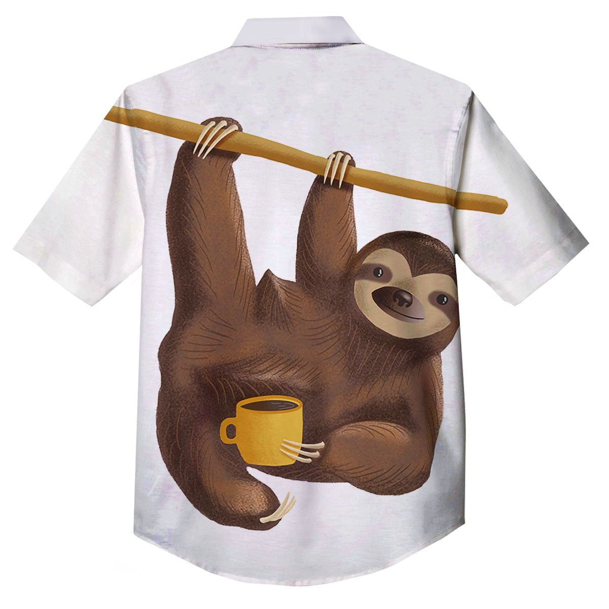 Sloth Happy Print Button Up Shirt-grizzshop