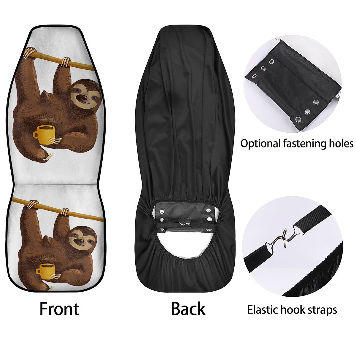 Sloth Happy Print Car Seat Covers-grizzshop