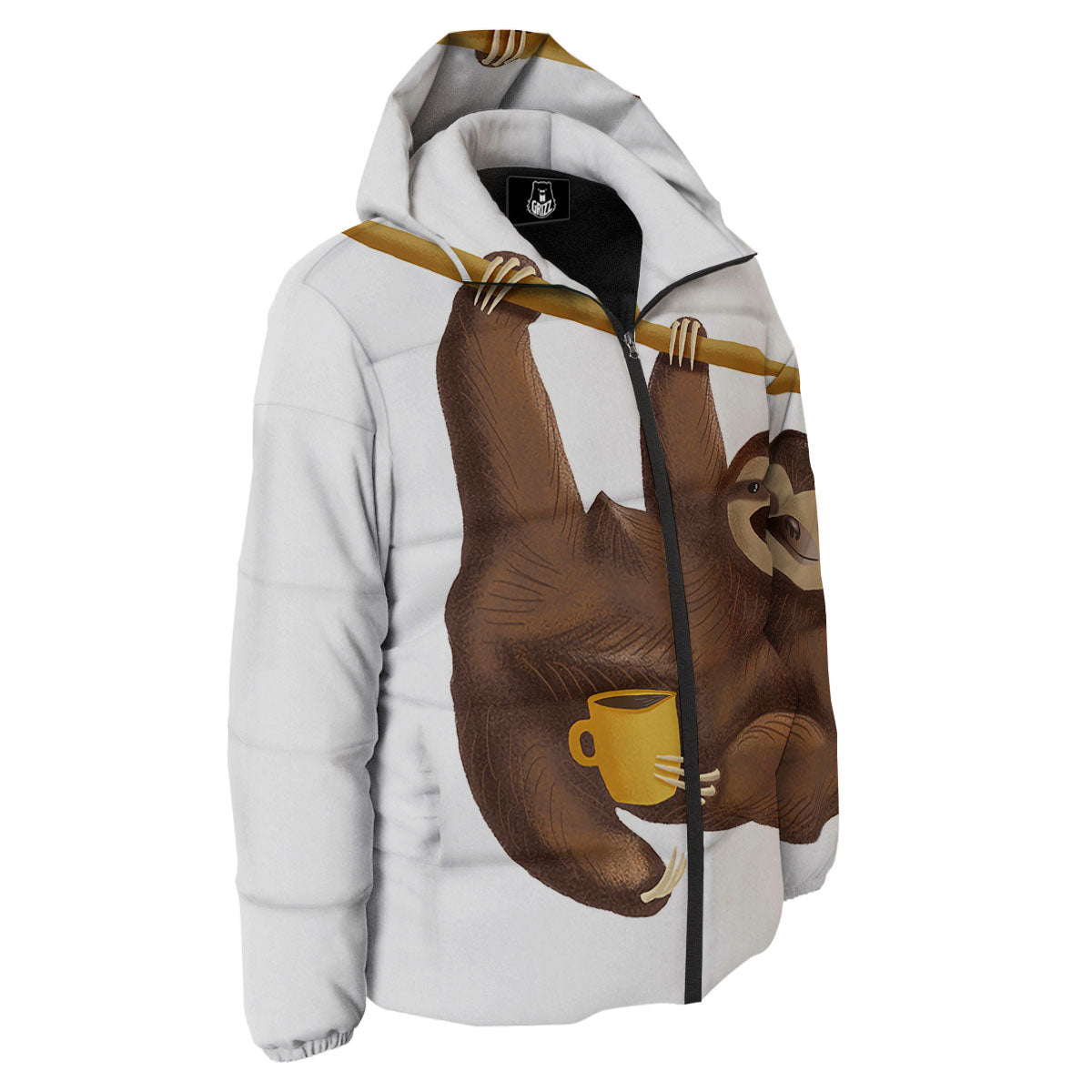 Sloth Happy Print Down Jacket-grizzshop