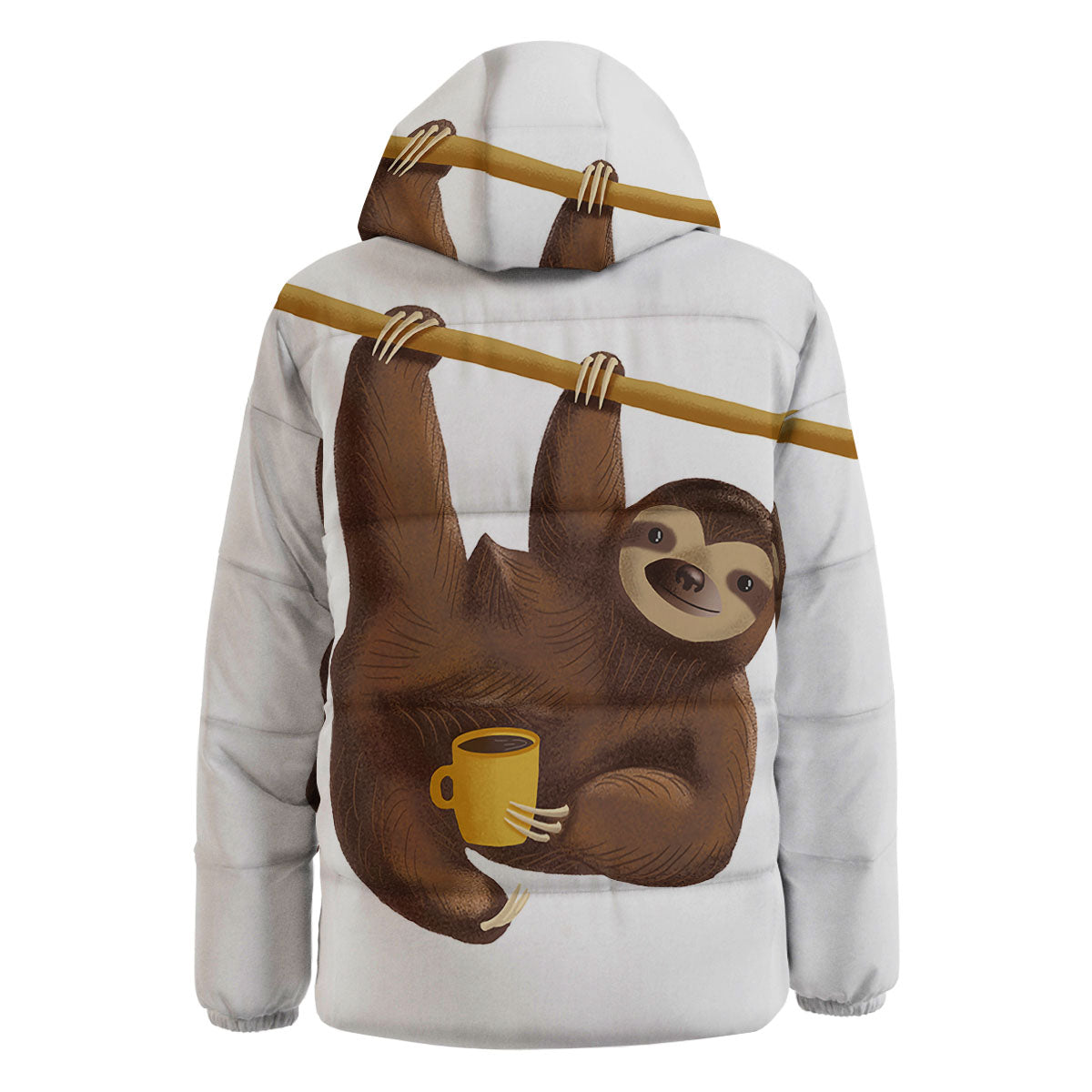 Sloth Happy Print Down Jacket-grizzshop