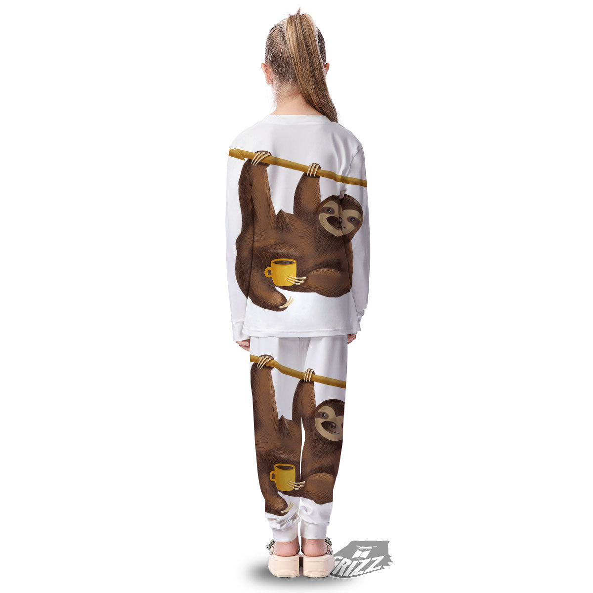 Sloth Happy Print Kid's Pajamas-grizzshop
