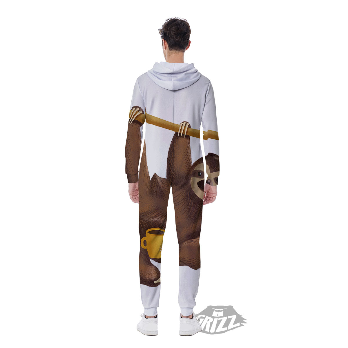 Sloth Happy Print Men's Jumpsuit-grizzshop