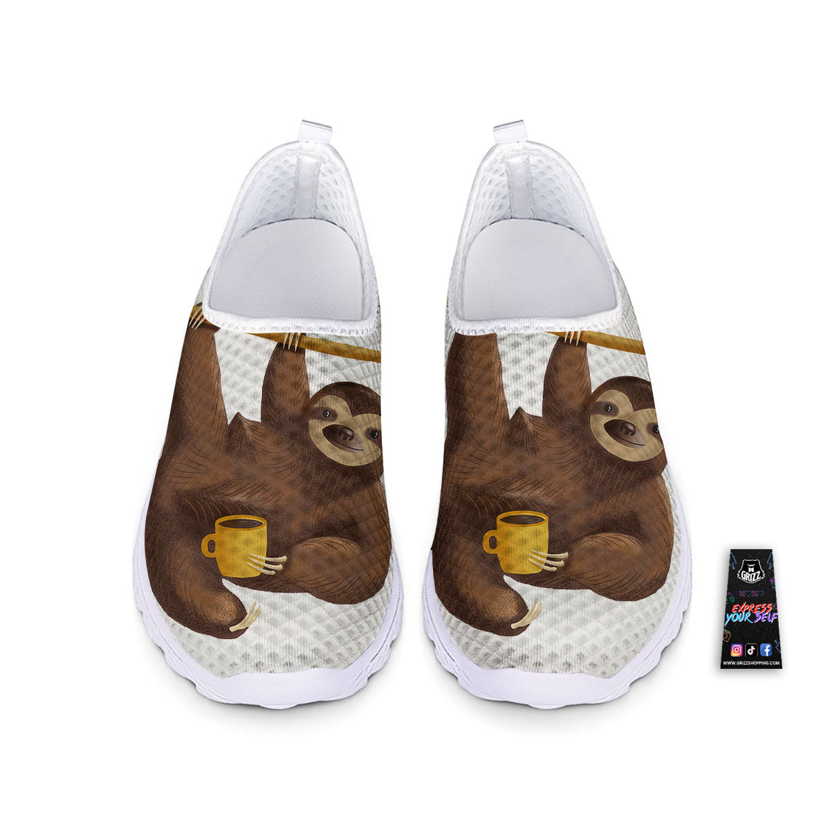 Sloth Happy Print Nurse Shoes-grizzshop