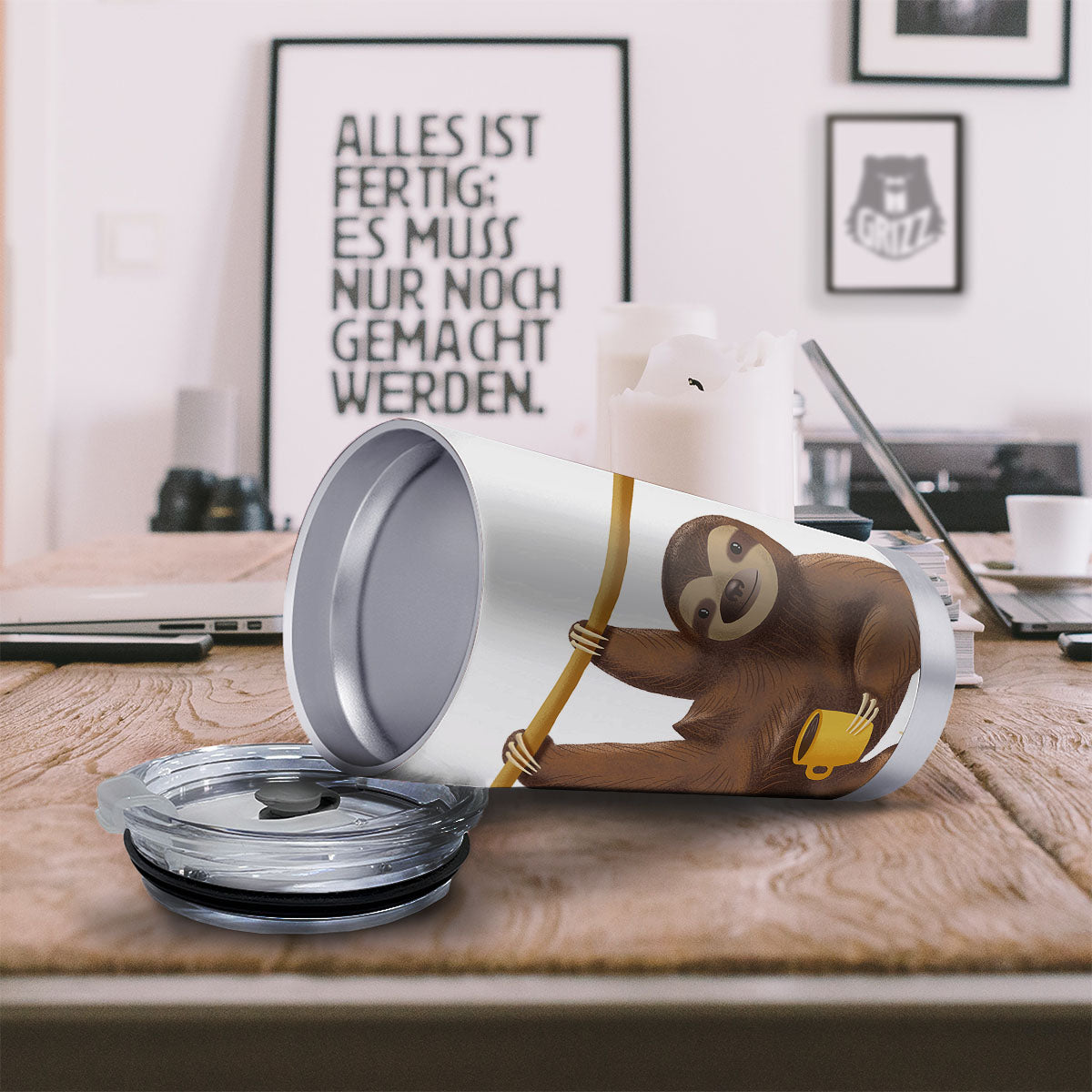 Sloth Happy Print Tumbler-grizzshop