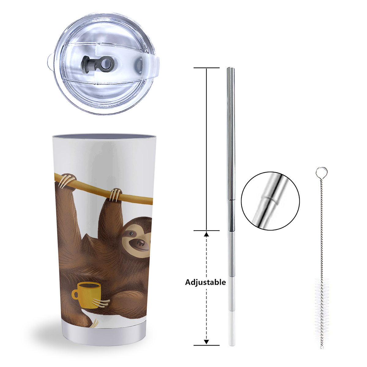 Sloth Happy Print Tumbler-grizzshop
