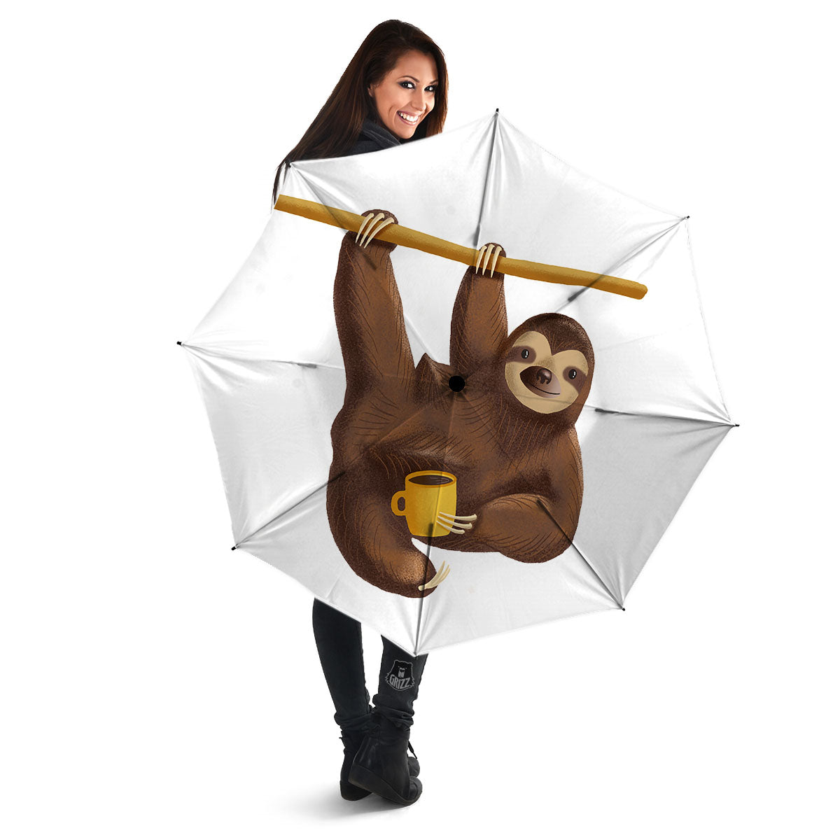 Sloth Happy Print Umbrella-grizzshop