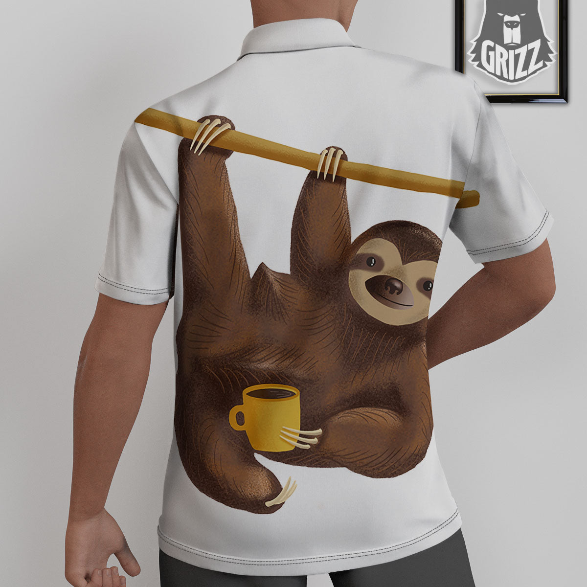 Sloth Happy Print Untucked Shirts-grizzshop