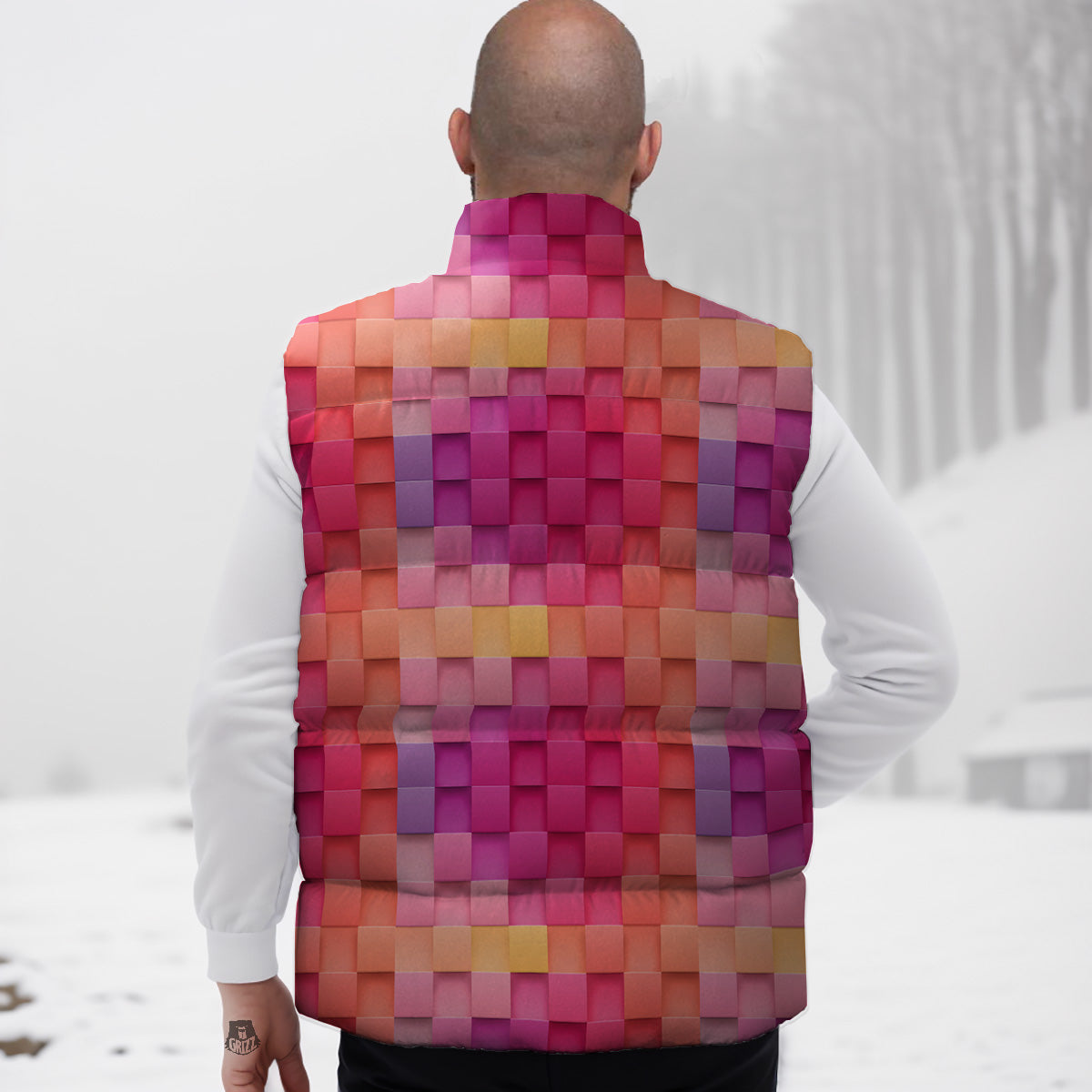 Sloth Pattern Print Down Vest-grizzshop