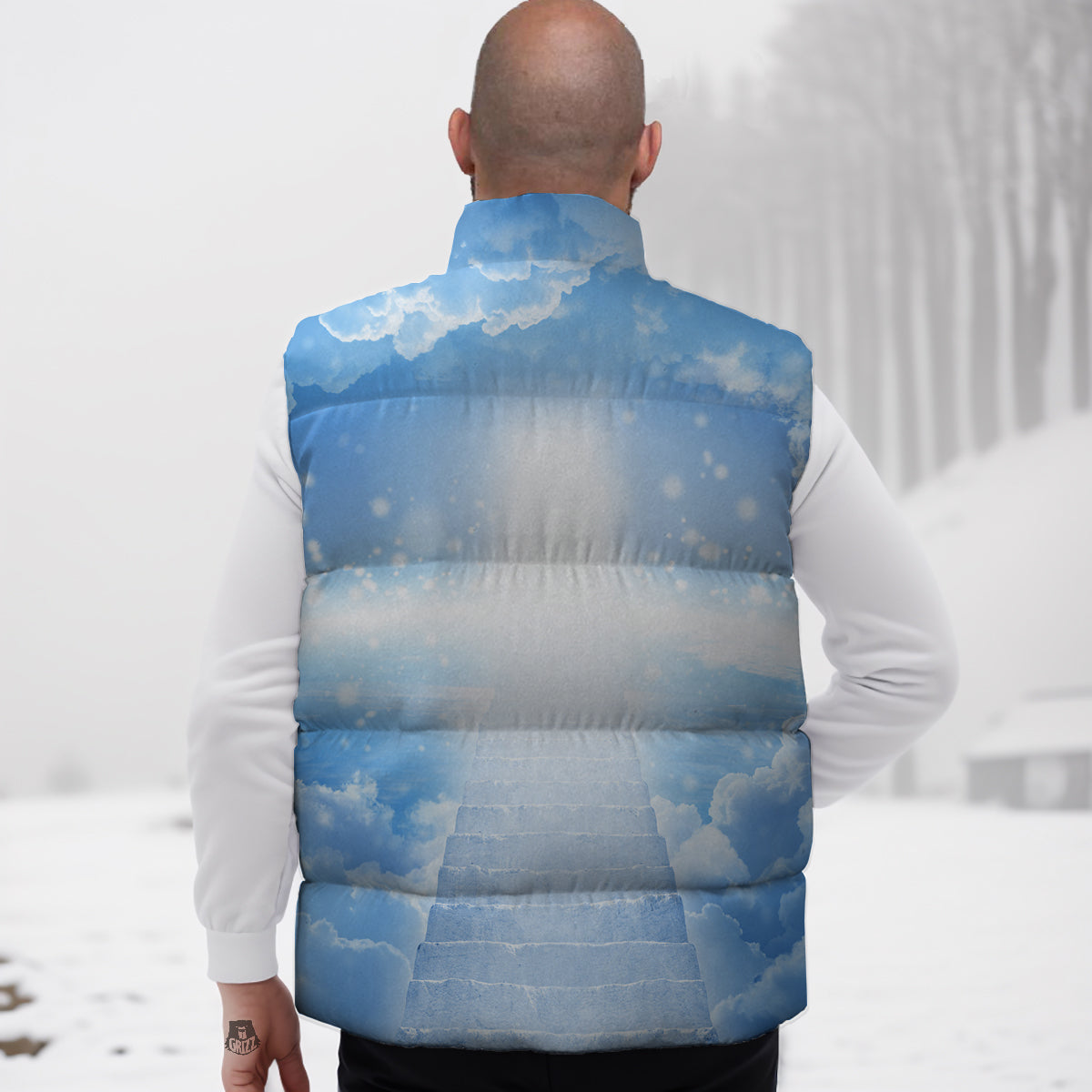 Sloth Print Pattern Down Vest-grizzshop