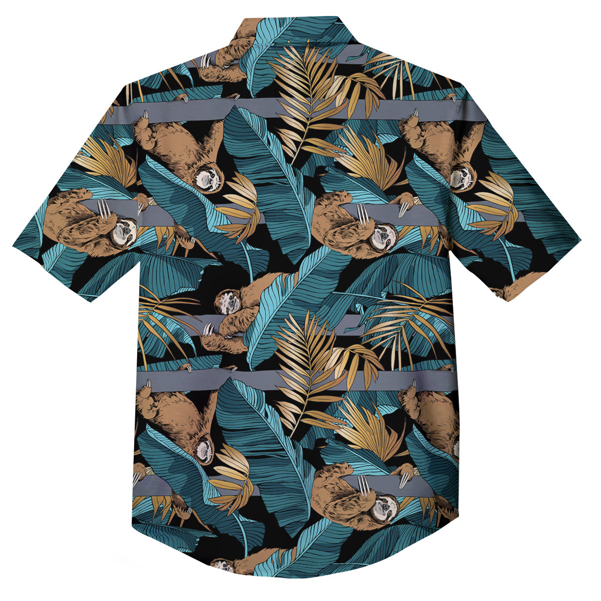 Sloth Tropical Print Pattern Button Up Shirt-grizzshop