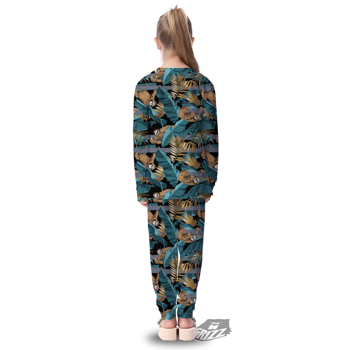 Sloth Tropical Print Pattern Kid's Pajamas-grizzshop