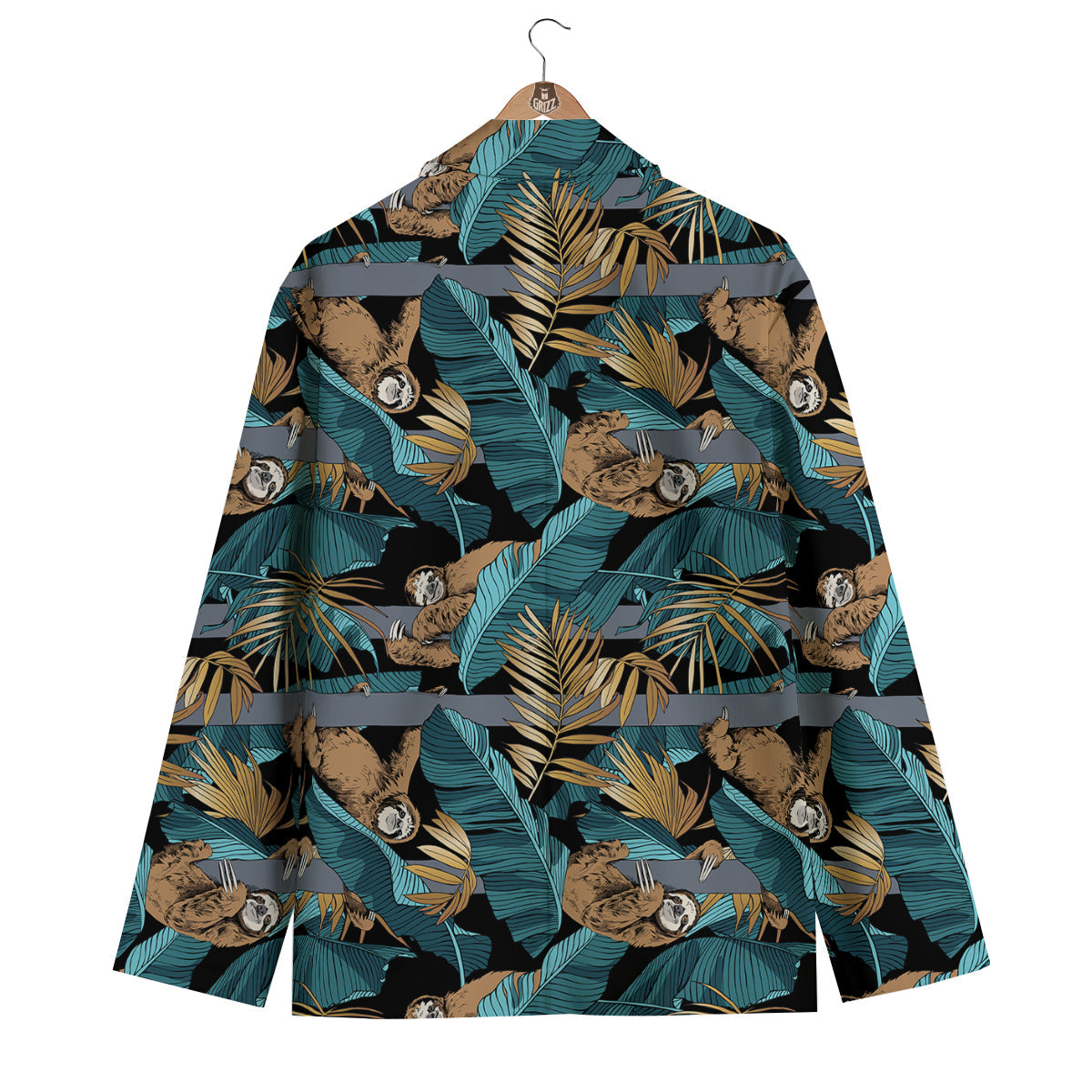 Sloth Tropical Print Pattern Men's Blazer-grizzshop