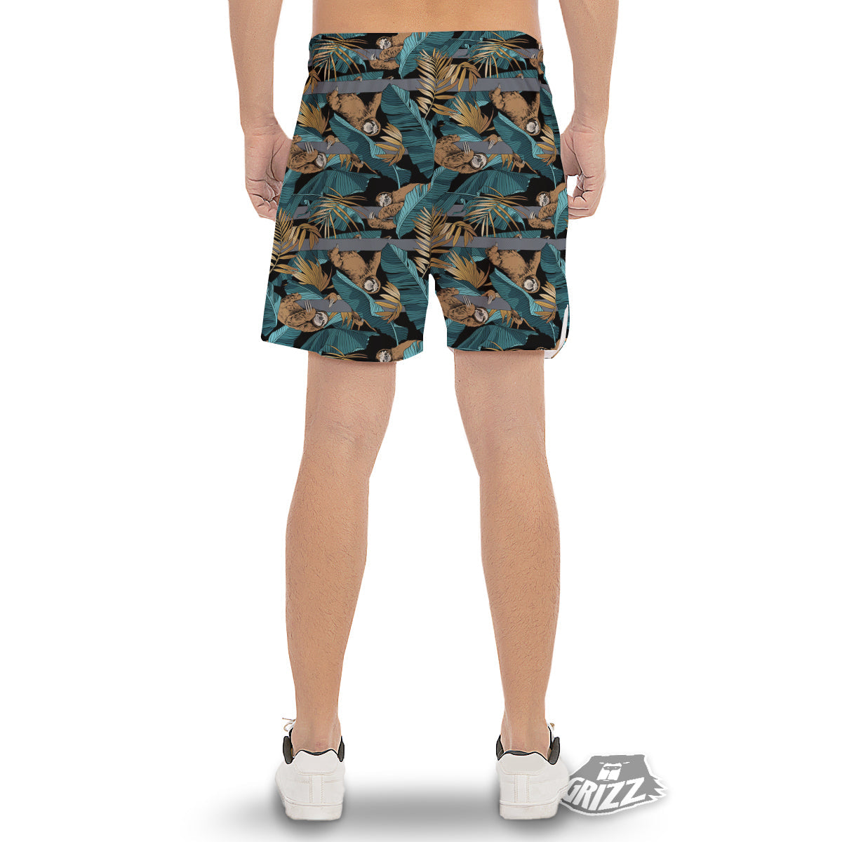 Sloth Tropical Print Pattern Men's Gym Shorts-grizzshop