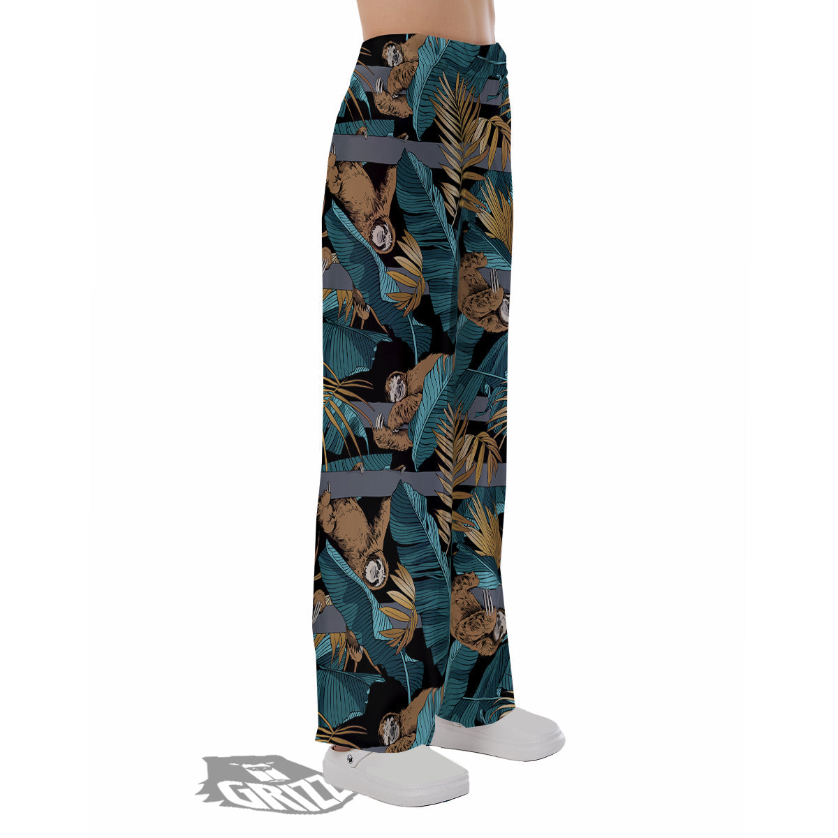 Sloth Tropical Print Pattern Pajama Pants-grizzshop