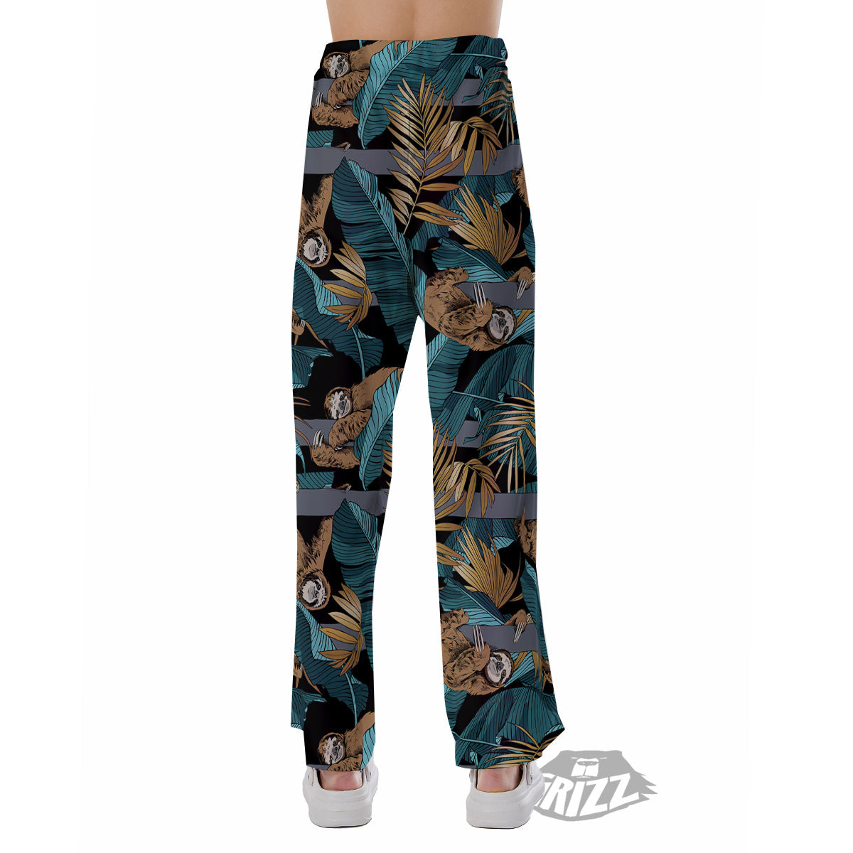 Sloth Tropical Print Pattern Pajama Pants-grizzshop