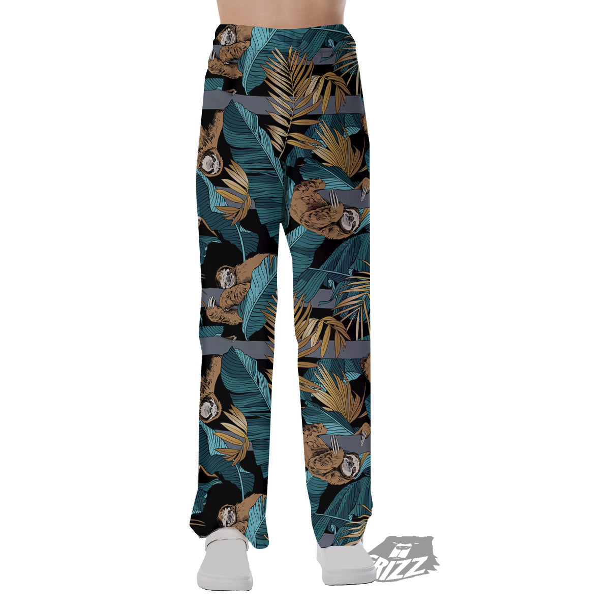 Sloth Tropical Print Pattern Pajama Pants-grizzshop