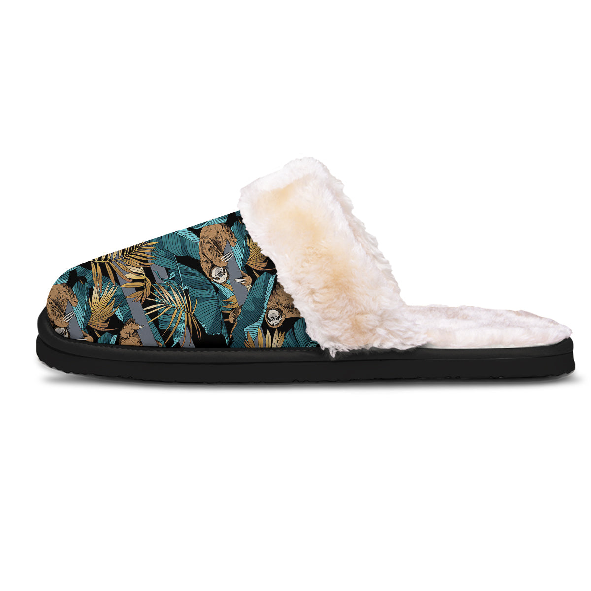 Sloth Tropical Print Pattern Slippers-grizzshop