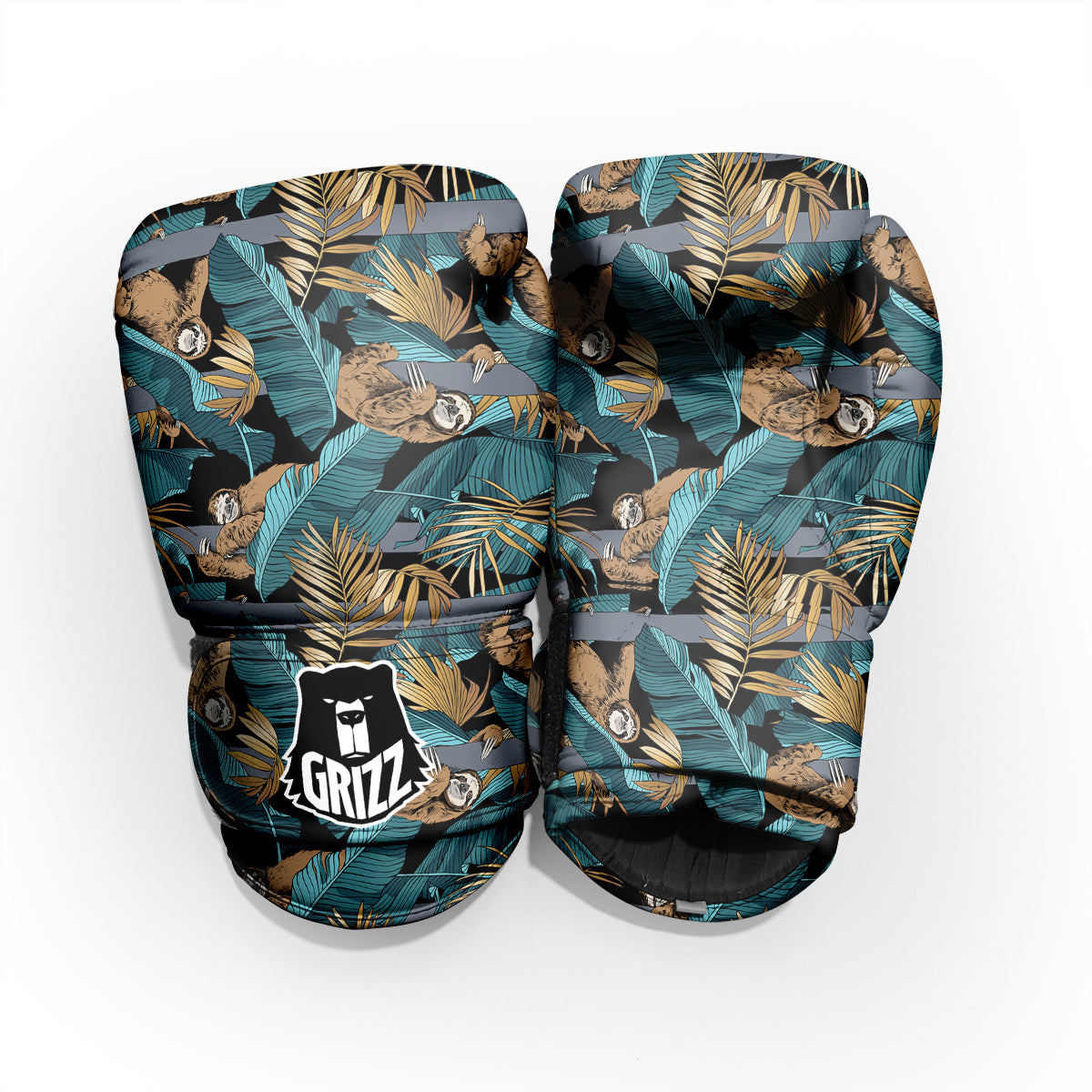 Sloth Tropical Print Pattern Pro Boxing Glove