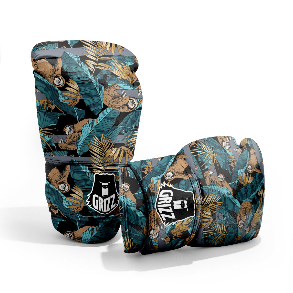 Sloth Tropical Print Pattern Pro Boxing Glove