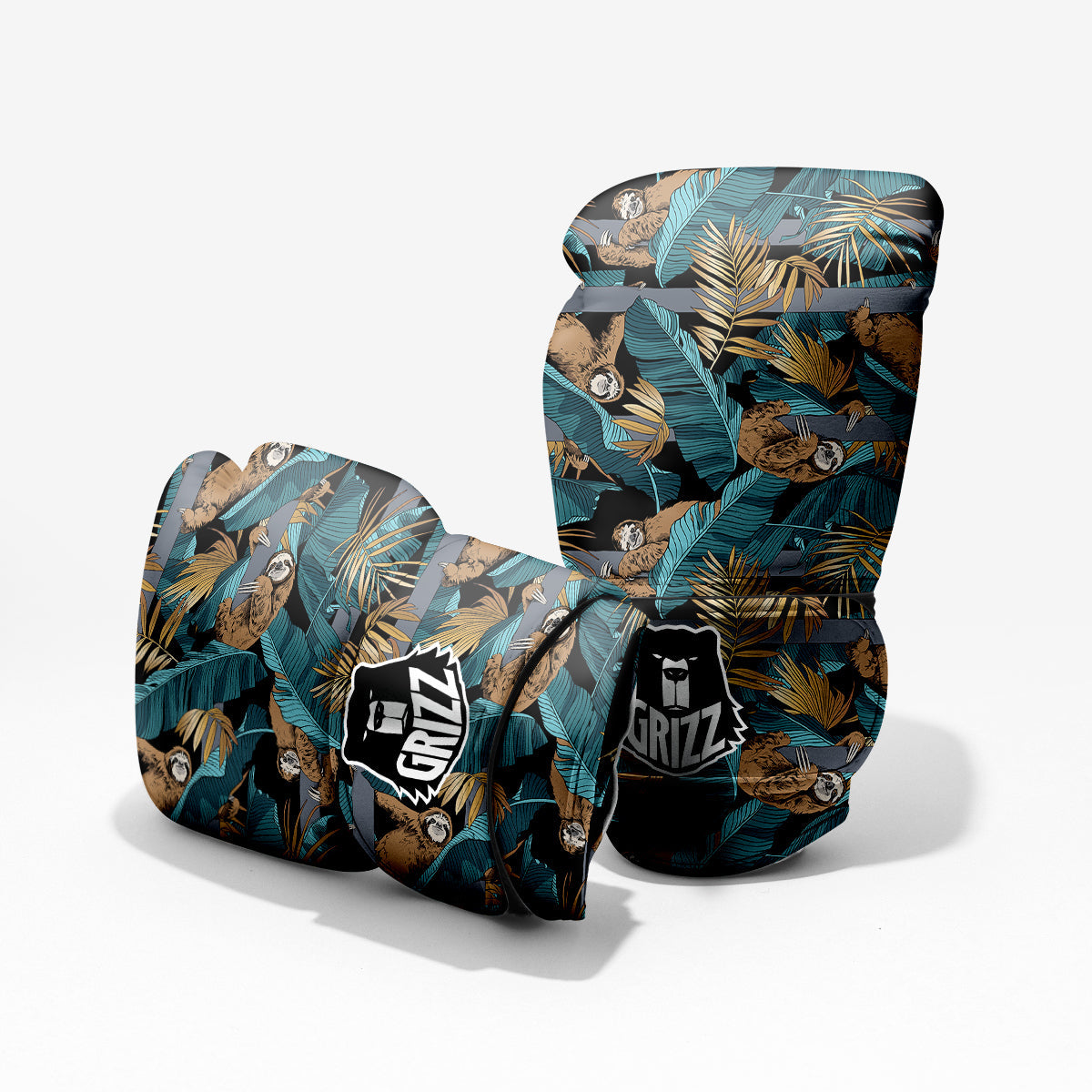 Sloth Tropical Print Pattern Pro Boxing Glove