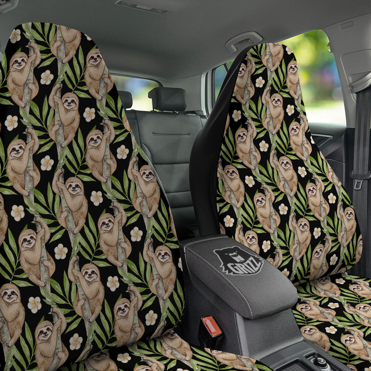 Sloth Watercolor Print Pattern Car Seat Covers-grizzshop