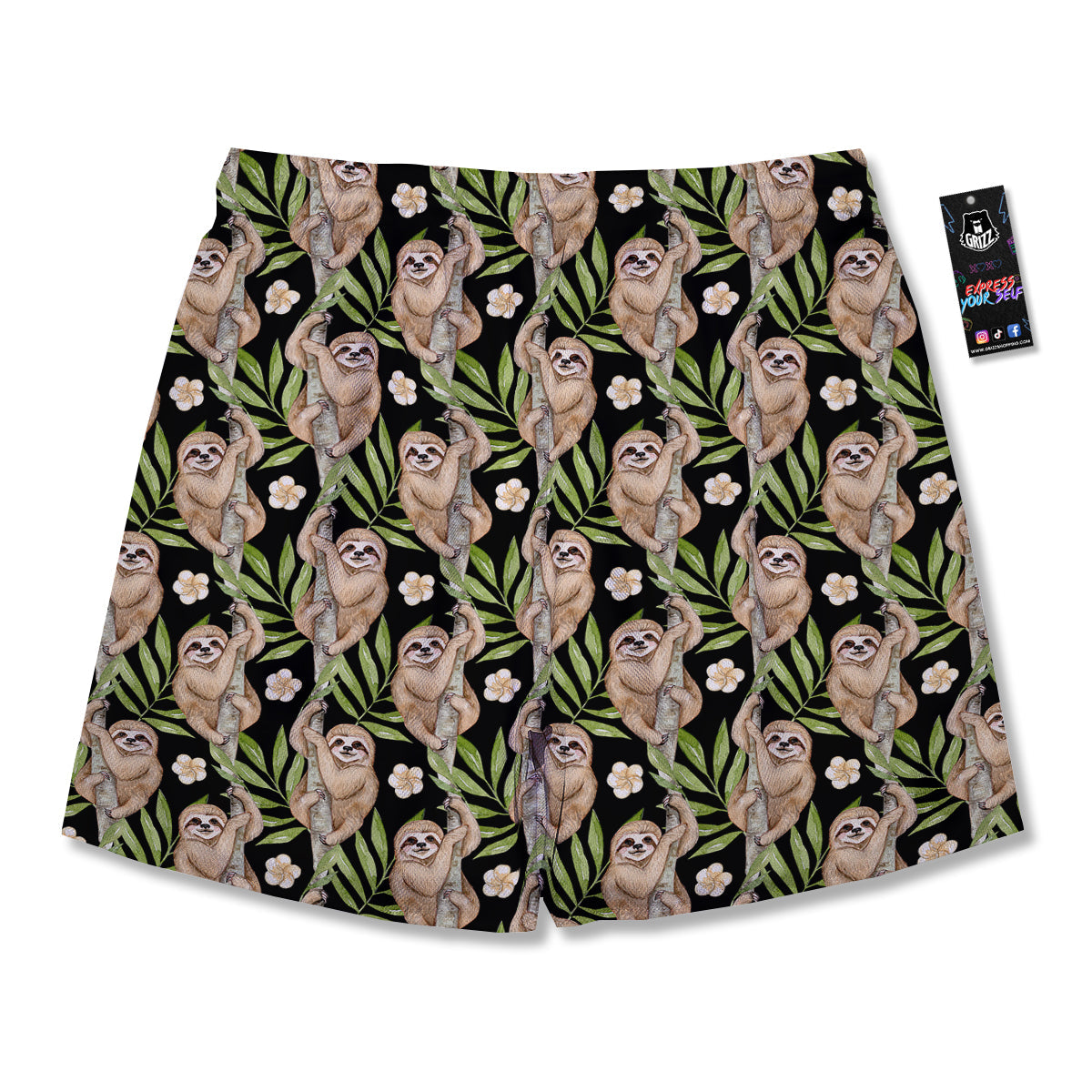 Sloth Watercolor Print Pattern Men's Running Shorts-grizzshop