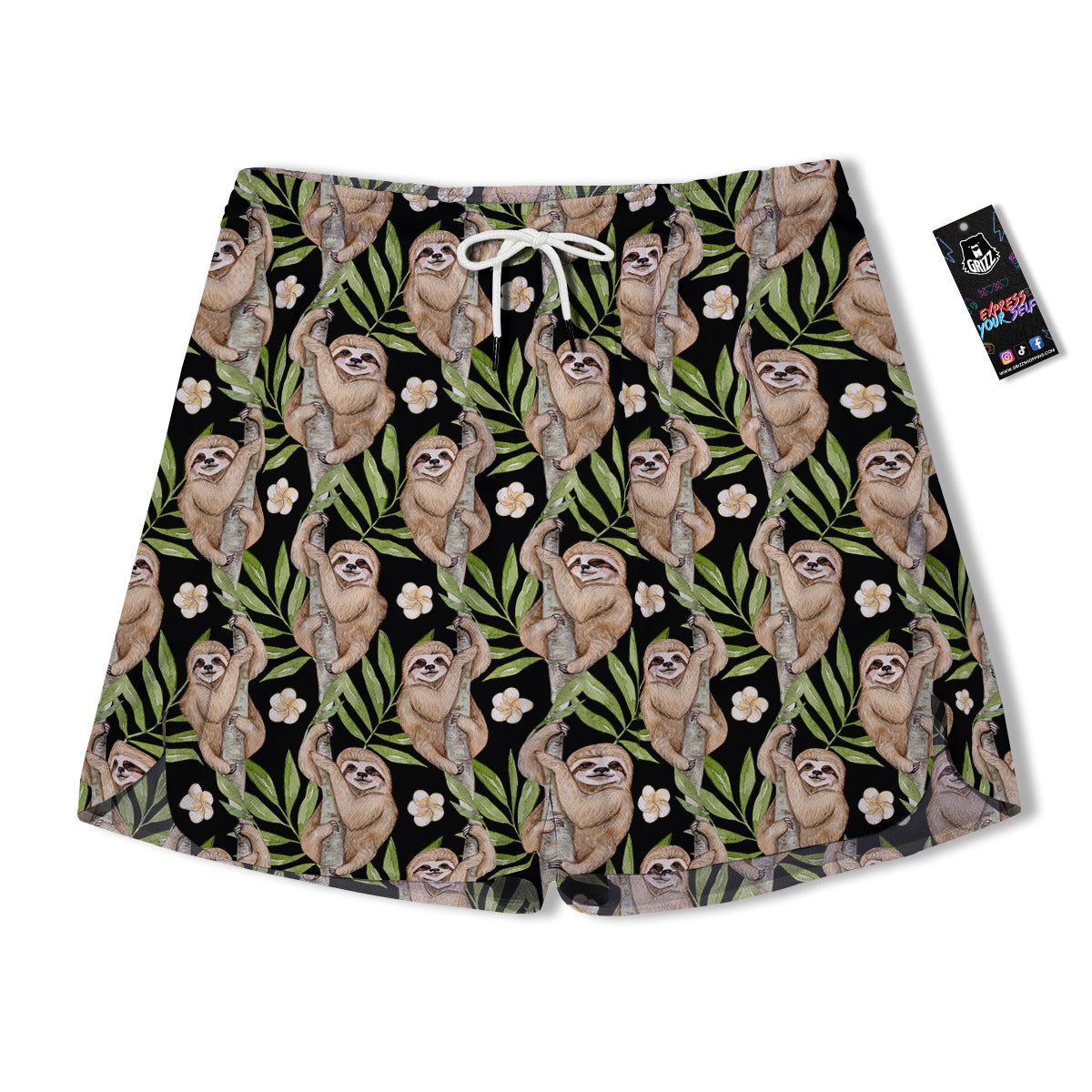 Sloth Watercolor Print Pattern Men's Running Shorts-grizzshop