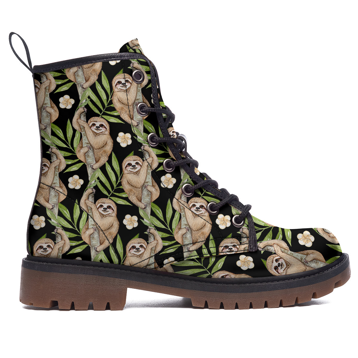 Sloth Watercolor Print Pattern Work Boots-grizzshop