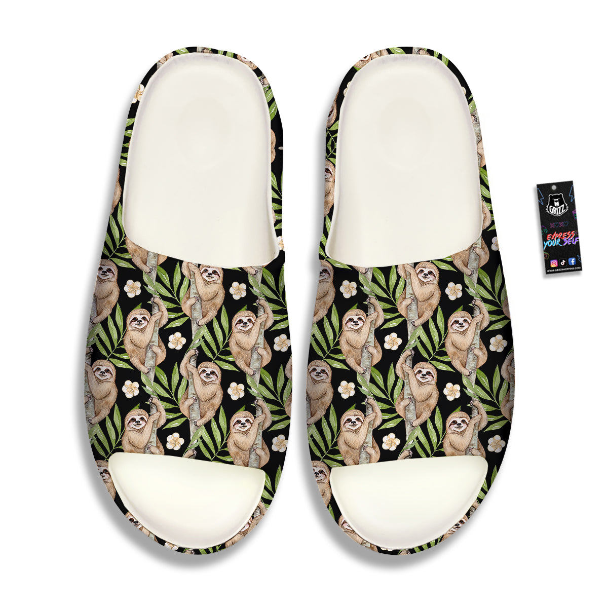 Sloth Watercolor Print Pattern Sandals-grizzshop