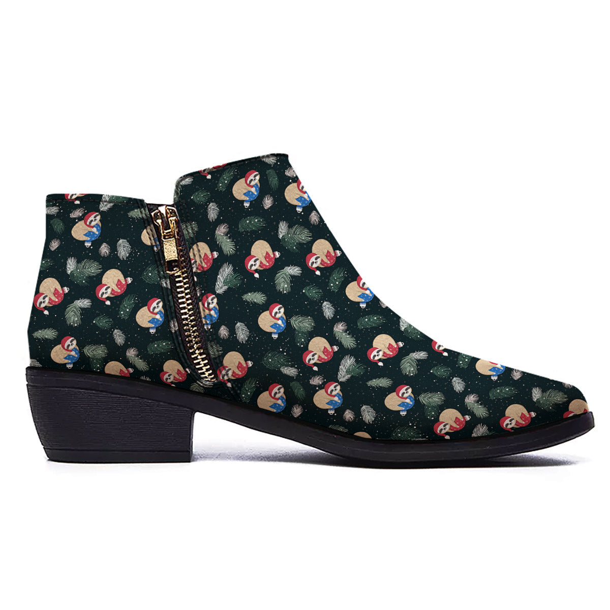 Sloths Sleeping Christmas Print Pattern Ankle Boots-grizzshop