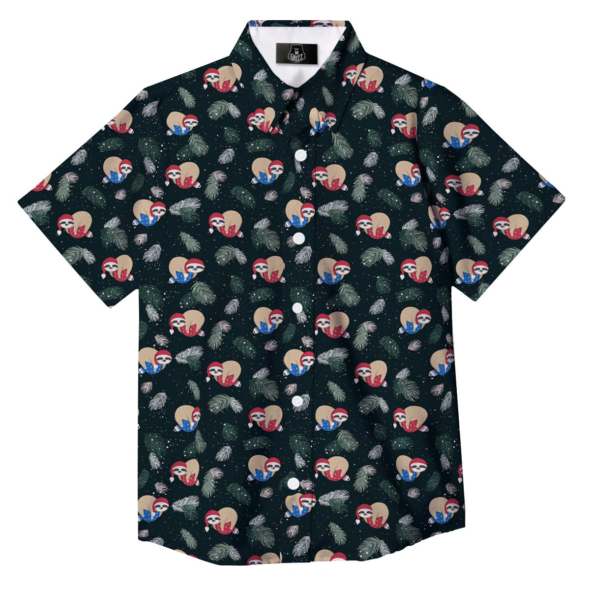 Sloths Sleeping Christmas Print Pattern Button Up Shirt-grizzshop