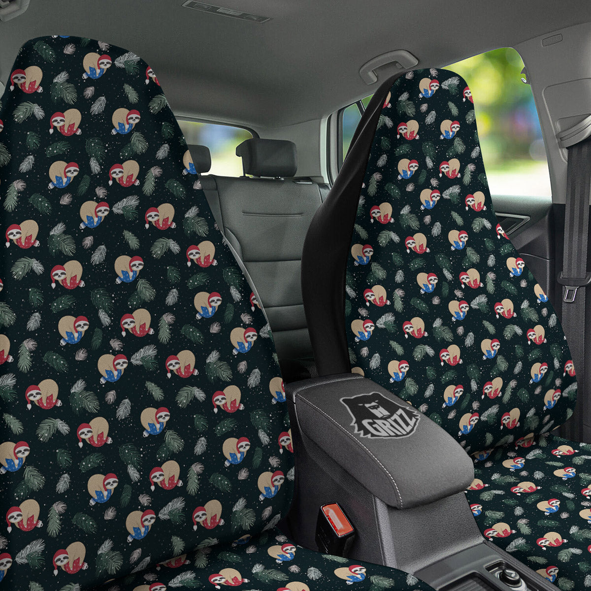 Sloths Sleeping Christmas Print Pattern Car Seat Covers-grizzshop