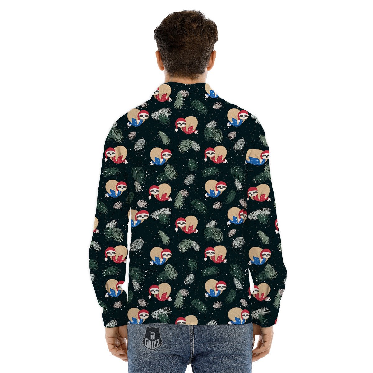 Sloths Sleeping Christmas Print Pattern Men's Dress Shirts-grizzshop