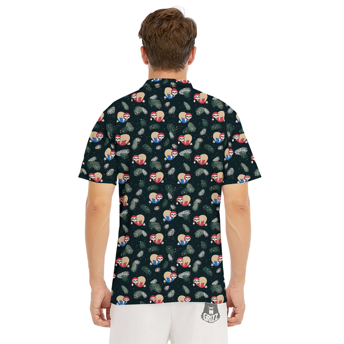 Sloths Sleeping Christmas Print Pattern Men's Golf Shirts-grizzshop