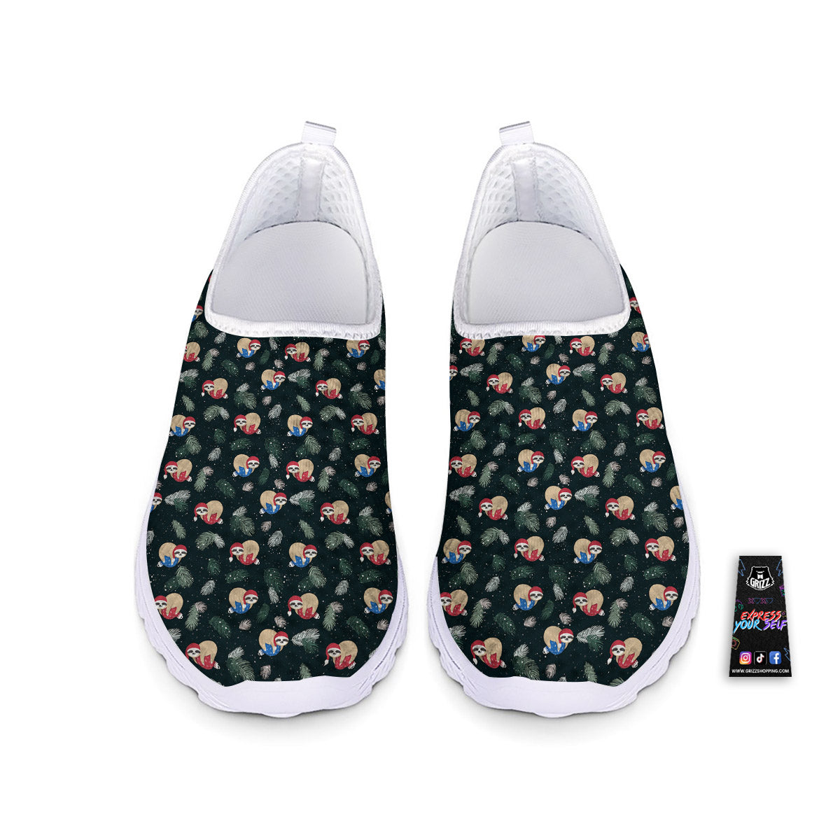 Sloths Sleeping Christmas Print Pattern Nurse Shoes-grizzshop